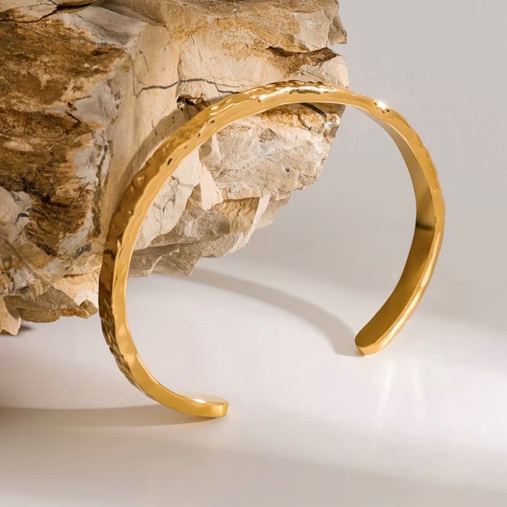 Hammered Open Bangle Cuff Bracelet - image 3